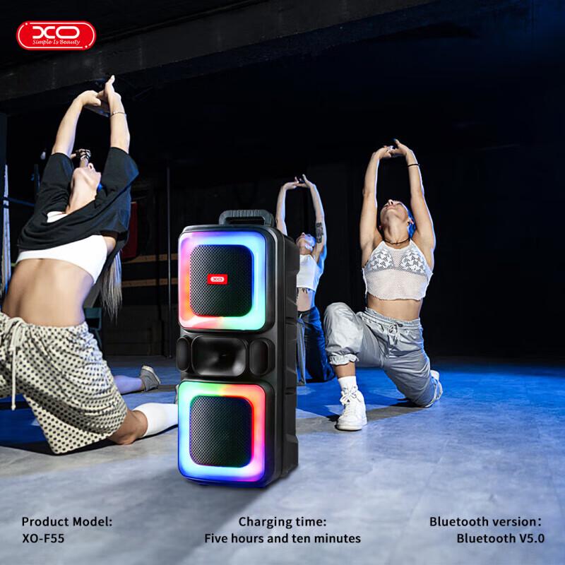 XO F55 Dual 8-inch RGB Karaoke Bluetooth Speaker
