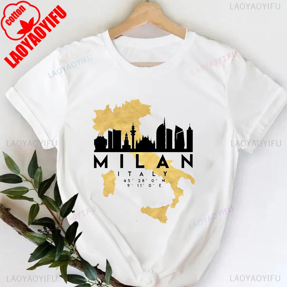 MILANO ITALY Футболка с принтом букв, с круглым вырезом, повседневная, с коротким рукавом, для весны и лета, женская одежда, День святого Валентина
