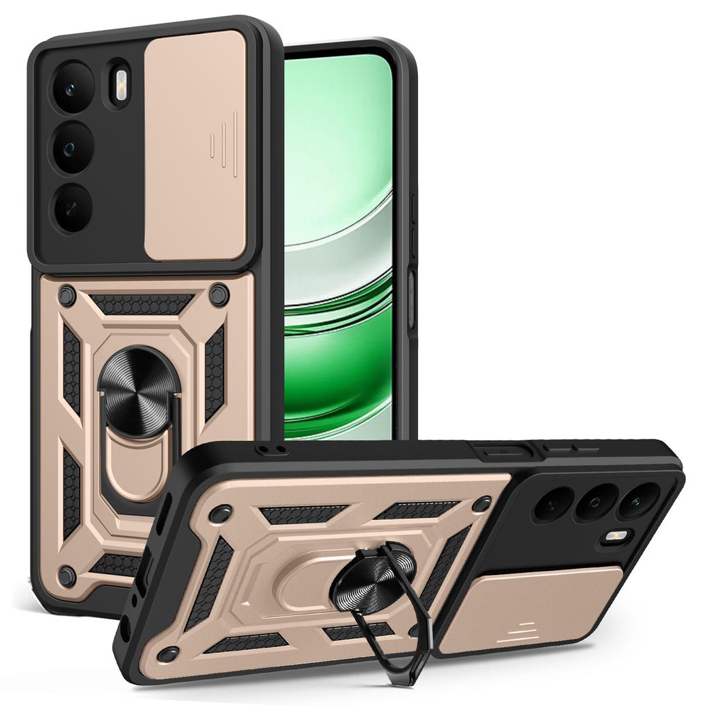 Для Realme C71 4G Чехол с выдвижной крышкой для камеры PC+TPU Подставка Чехол для телефона