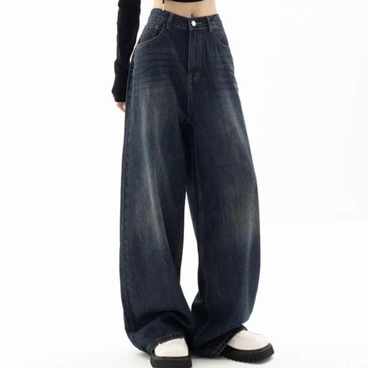 Винтажные женские широкие джинсы Harajuku мешковатые джинсовые брюки большого размера в стиле гранж уличная одежда Y2k осенние брюки корейская мода