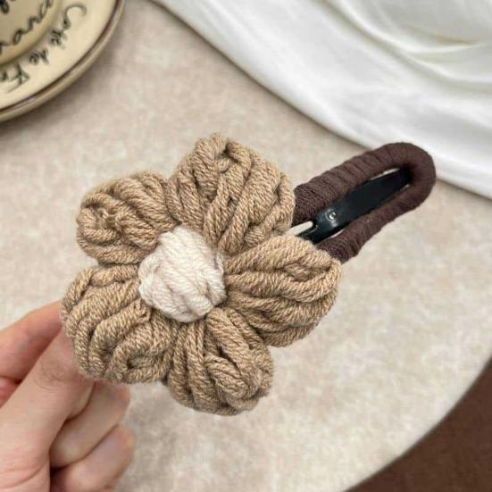 Yousheng Women Hair Clip Hand-Woven Knitting Flower Decor Hair Pin with Soft Yarn Multi-Purpose Hairpin Hair Accessories