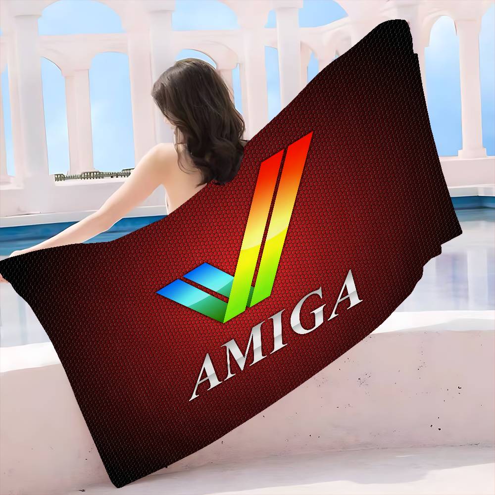 Логотип Amiga Модное пляжное полотенце Цветные банные полотенца Для девочки Микрофибра Быстросохнущие Индивидуальное Без песка Пляж Йога Спа Тренажерный зал Бассейн