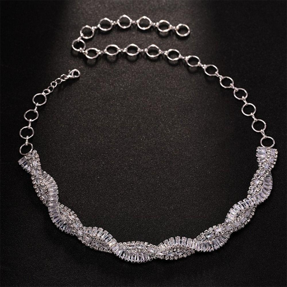 Multi-Row Geometric Crystal Choker Necklaces Luxury Trendy Weave Necklaces  Fashion Accessories