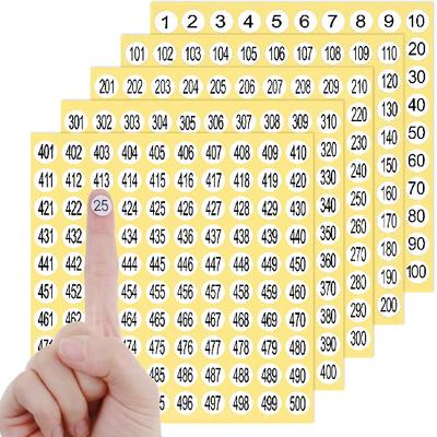 7500 шт. Круглые маленькие наклейки с цифрами, 15 наборов наклеек с нумерацией от 1 до 500, самоклеящиеся последовательные инвентарные наклейки для хранения