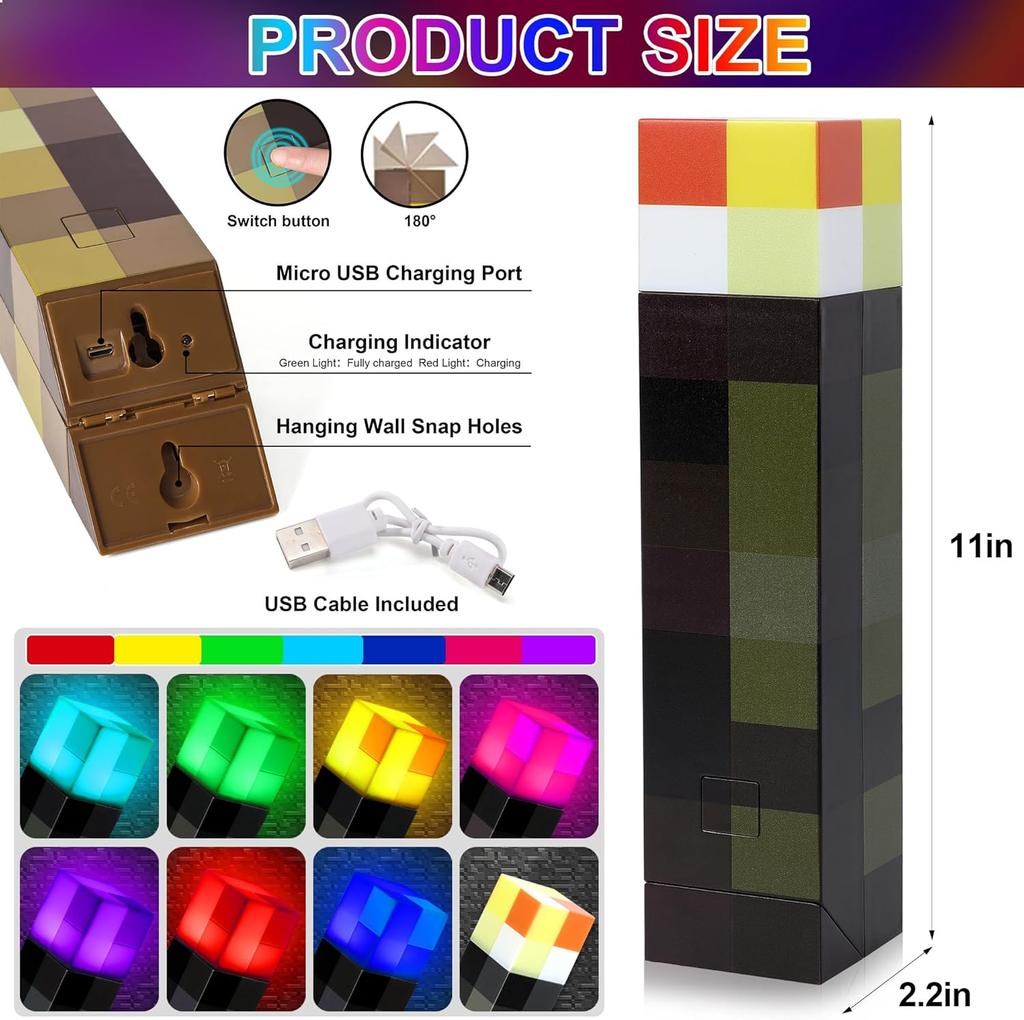 Mini World Magnetic Building Blocks Handheld Torch Lamp Wall Mounted Desk Lamp Decoration Fun Puzzle Toy Gift
