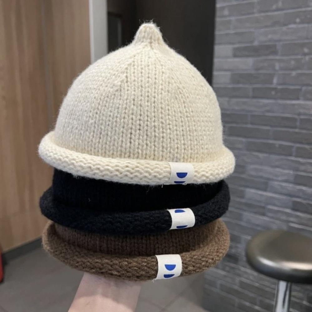 Knitted Autumn Winter Children's Cap Warm Brimless Hat Casual Melon Cap for 1-5Y Baby