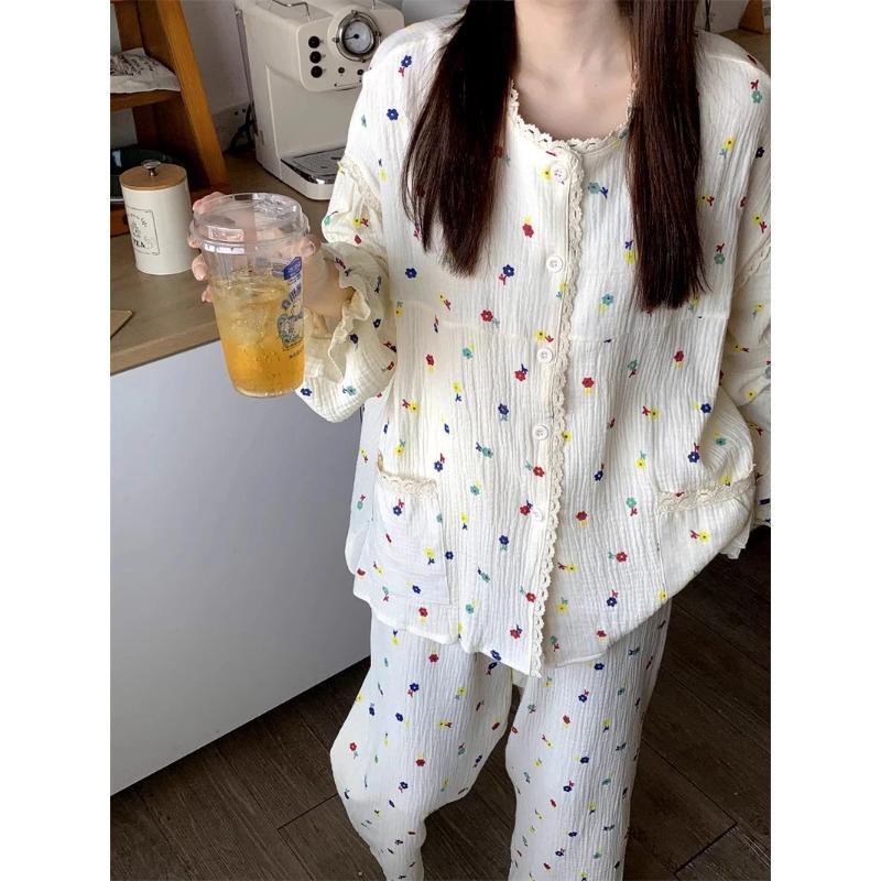 Женская пижама, новый осенне-весенний комплект с длинными рукавами, мягкая пижама с рисунком в полоску, женский домашний комплект для сна, кардиган