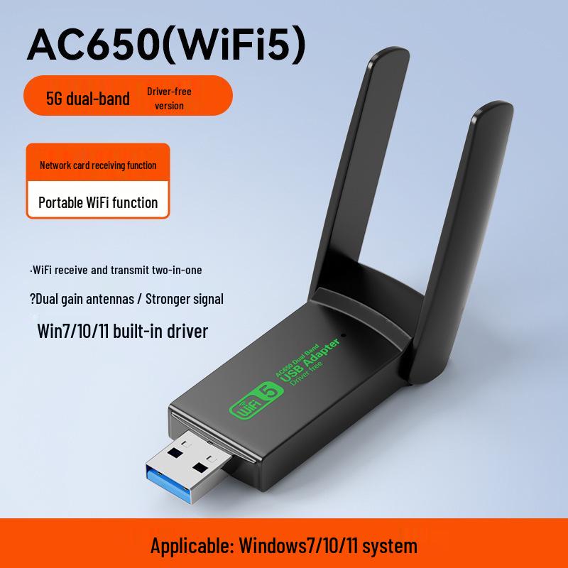 1300M WiFi 6 Dual-Band USB Wireless Network Card for Desktop Computers (Driver-Free)