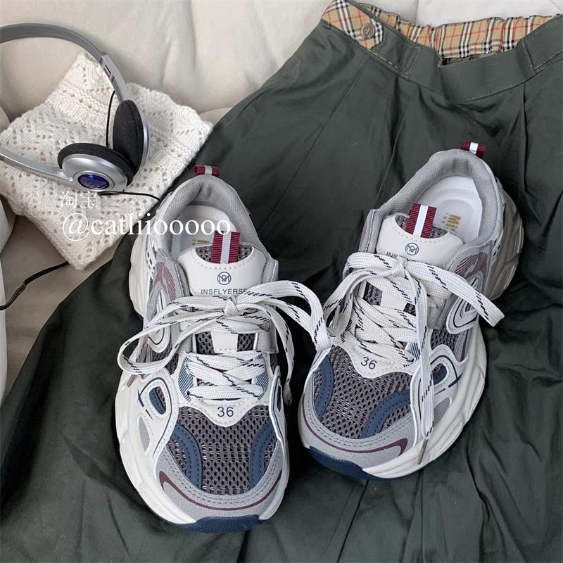 2025 Spring Women's Casual Thick-Soled Mesh Sneakers - Height-Increasing, Versatile, Breathable Dad Shoes