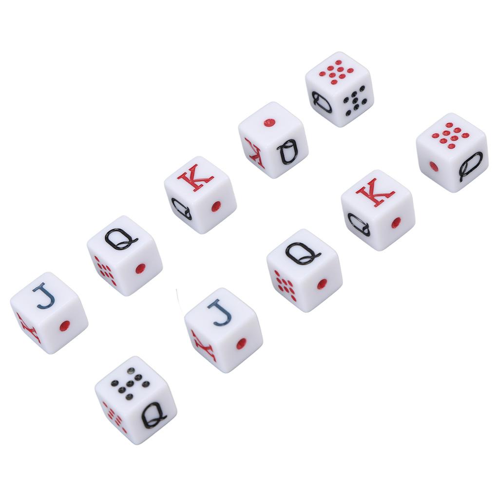Набор из 10 игральных костей 16 мм, пластиковые 6-гранные кубики с цифрами JQK для настольных игр, белые