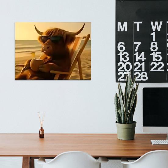 Настенный календарь с шотландской высокогорной коровой на 2026 год Шотландский высокогорный скот 12-месячный планировщик Милый животный настенный арт декор для дома и офиса