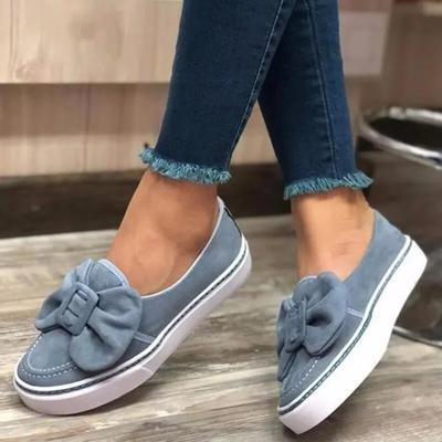 Женские кроссовки Flock Bowknot Shoes Женская обувь осень-весна Slip On Loafers Walking Woman Plus Size Casual Female Fashion