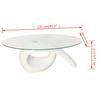 Oval Glass Coffee Table with High Gloss White Finish