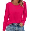 Women's Fashion Casual Long Sleeve Solid Color Shirt Women's Round Neck Tops