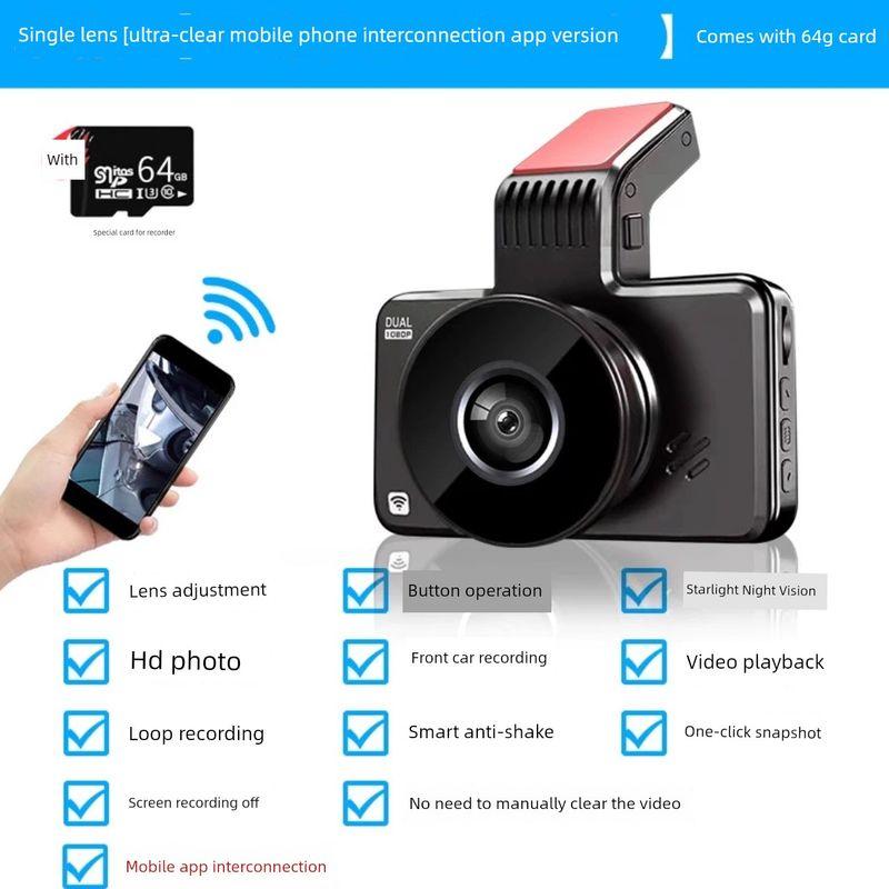Driving Recorder 2026 New Model, Wire-Free 4K Ultra-High-Definition Night Vision, Front and Rear Dual Cameras, Car-Mounted 360 Panoramic Wifi