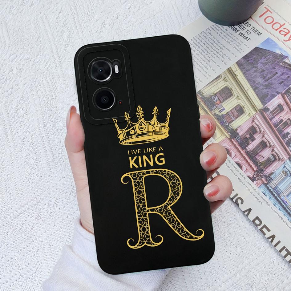 Для OPPO A96 4G 5G A7N A8 A9X A93S A94 A95 Чехол Роскошная Корона Противоударная Защитная пленка для экрана Матовые буквы Мягкий жидкий силикон для бампера OPPO