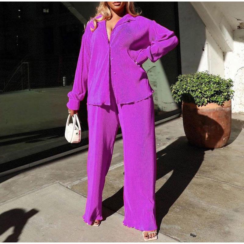 Женский повседневный костюм в европейском и американском стиле с плиссировкой разных цветов