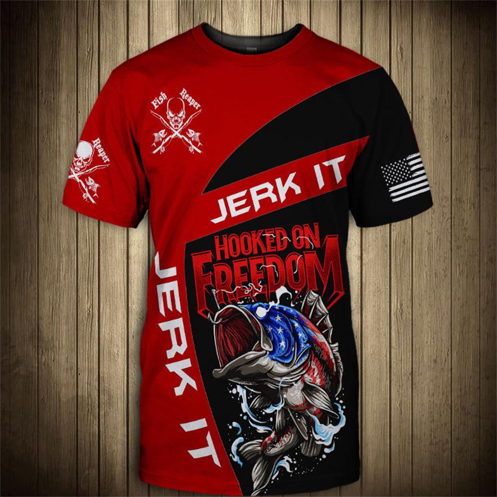 Vintage T Shirt for Mens Fishing 3D Print Outdoor Sports Short Sleeve Top Casual Man's T-Shirt Loose Tee Graphic Men Clothing
