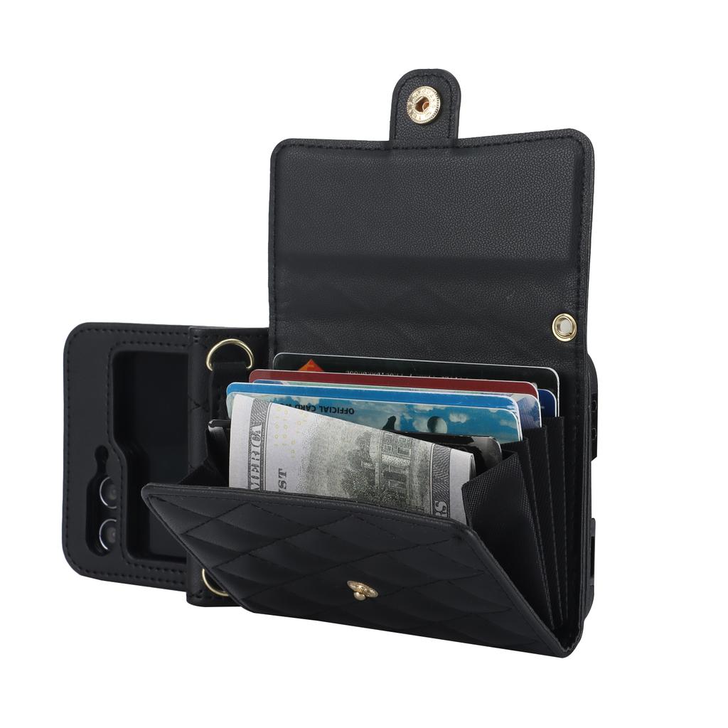 Модная кожаная сумка-кроссбоди для Samsung Galaxy Z Flip 7 FE 6 5 4 3 Flip7 Flip6 Flip5 5G, кошелек-картхолдер с длинным шнурком