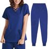 2 шт./компл. комплект унисекс больничной формы с v-образным вырезом и короткими рукавами, карманы, топы, брюки с эластичной резинкой на талии, быстросохнущие больничные стоматологические скрабы для медсестер, униформа