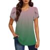 Женская модная футболка с круглым вырезом и коротким рукавом с градиентным принтом, повседневная базовая плиссированная футболка-пуловер