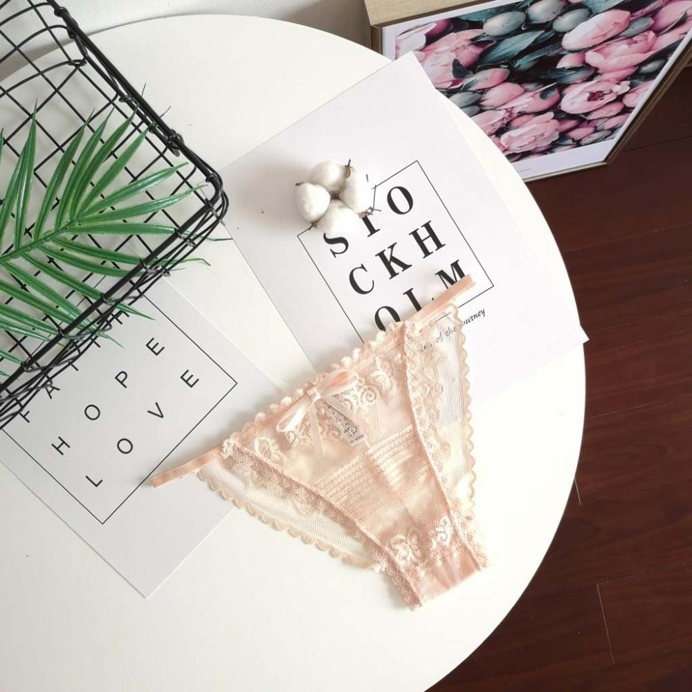 Sheer Lace Mesh Women Thong Floral T-Back Panties Thin Lace Flower Briefs Lady