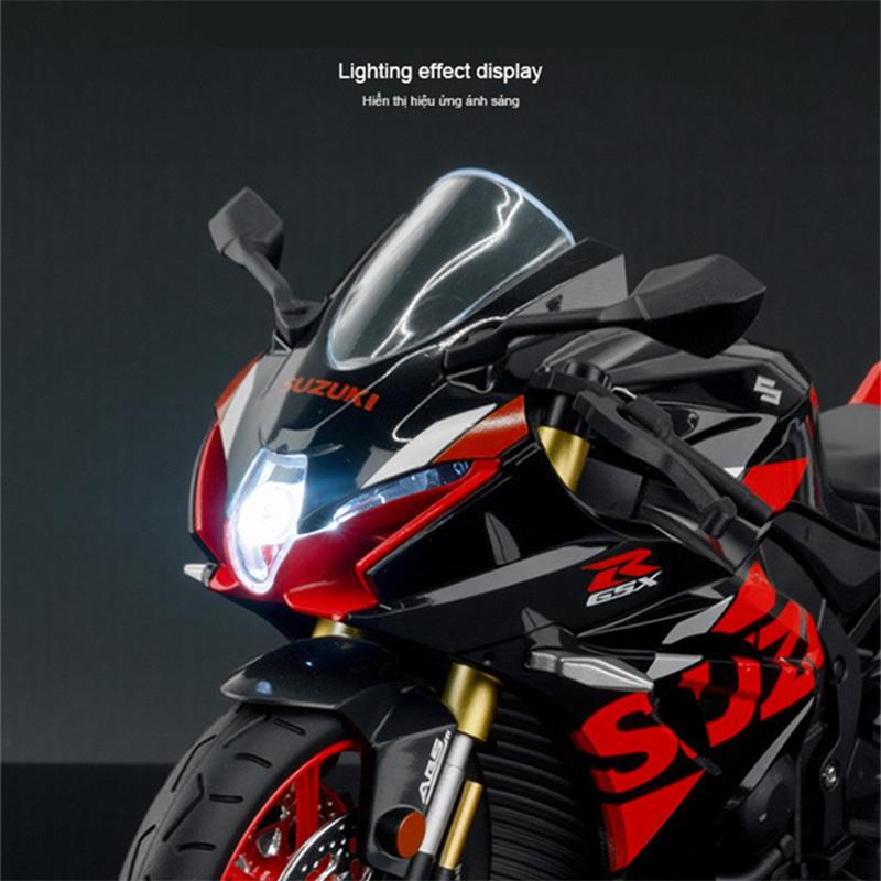 1/12 Suzuki GSX-R1000R Alloy Sports Motorcycle Model Diecast Toy Street Cross-Country Motorcycle Model Sound and Light Kids Gift