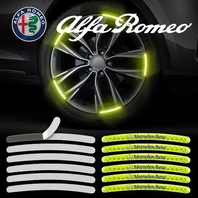 SCQK9 Luminous Car Wheel Hub Stickers High Reflective Stripe Tape for Mercedes Benz W203 W204 W205 W206 W212 W213 W222 W223 E300 C200