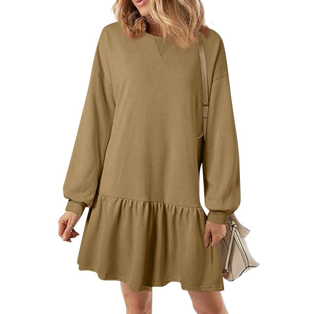 Женский свитер с длинным рукавом, топ, трикотажная резинка, лоскутное платье-свитшот, повседневные платья