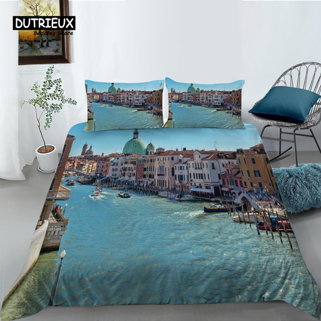 Пододеяльник с изображением Эйфелевой башни, современный французский комплект постельного белья с изображением городского пейзажа Парижа, 3D, европейское здание, одеяло, покрывало King для детей и взрослых, декор