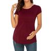 Pregnant Woman Tops Solid Color Round Neck Short Sleeve Tee Shirt Breathable Casual T-shirt Versatile Pregnancy Tops