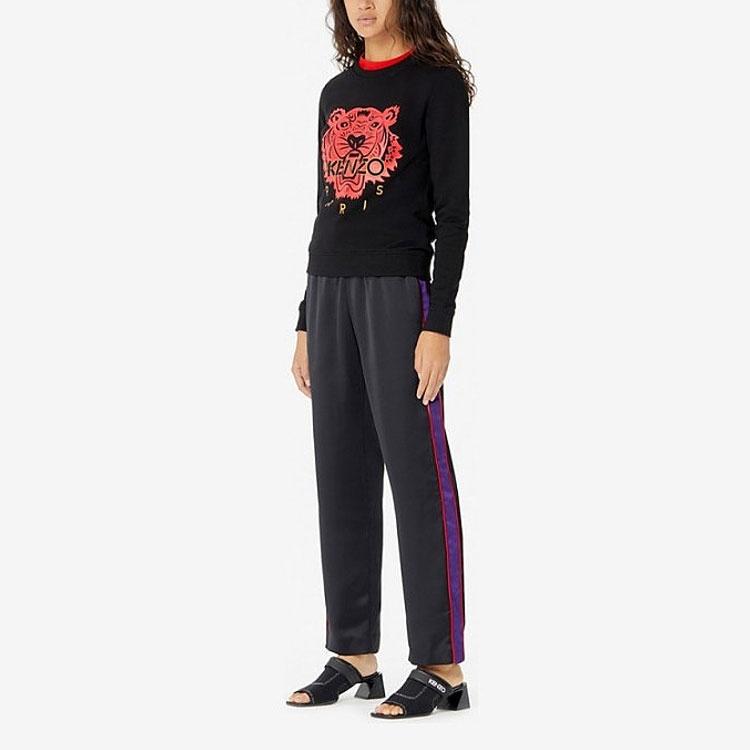 (WMNS) KENZO Уютная толстовка с круглым вырезом и длинными рукавами с принтом головы тигра Черная Женская FA52SW7054Z5-99