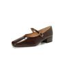 Square Head Single Shoes Women's Light Mouth Thick Heel New One-word Buckle Mary Jane Shoes