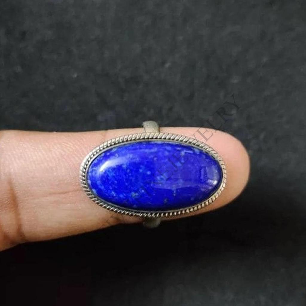 Natural Blue Lapis Lazuli Gemstone 925 Sterling Silver Ring Jewelry