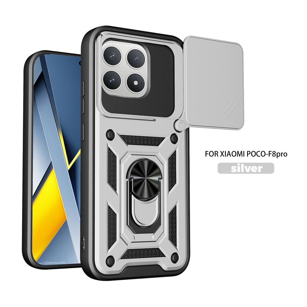 Чехол для Xiaomi Poco F8 Pro Чехол-книжка Poco F8 Pro Чехол-бампер Poco F8 Pro с магнитным кольцом Чехол-броня для телефона Защитная задняя крышка со шторкой для камеры