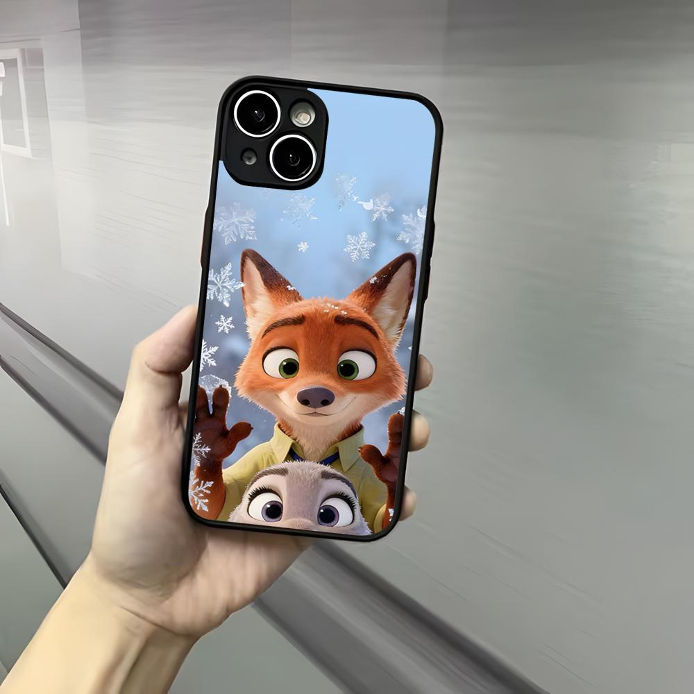 Z-ZootopiaS Nick Judy Phone Case For Iphone 17 16 15 14 13 12 Pro Max Xr Air Plus Skin Feel Black Hard Shell Cover