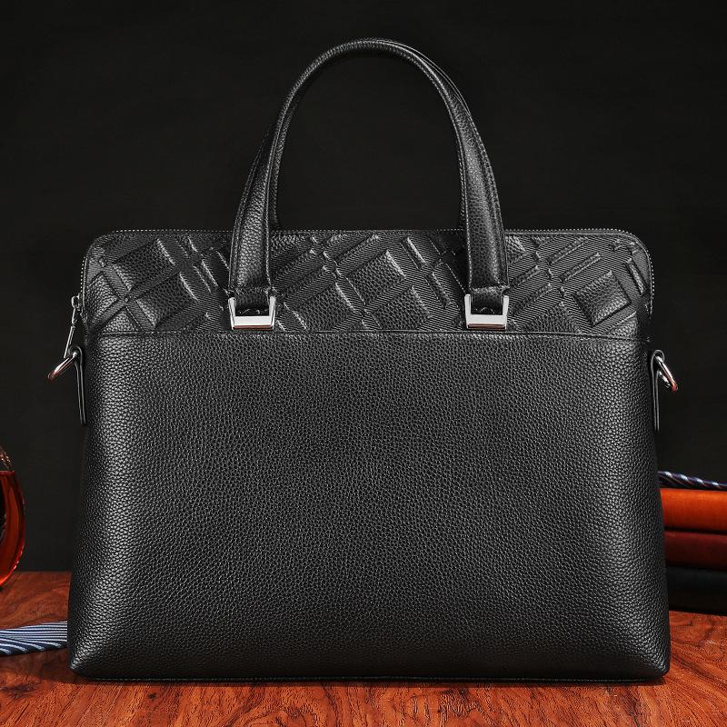 Мужской портфель из натуральной кожи, деловая сумка, модная повседневная сумка из коровьей кожи, большая вместимость, компьютерная сумка