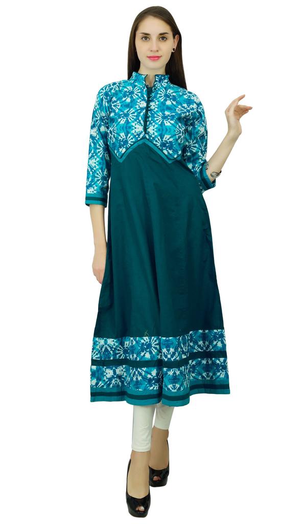 Phagun Хлопковая блузка Anarkali Kurti Flai из окрашенного в технике галстука Kurta Gift