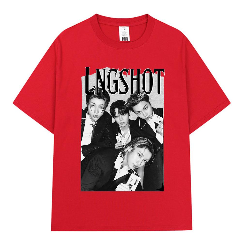 Korean Kpop Hip Hop Group Lngshot Graphic Print Tshirt Unisex Women Clothing Fashion Oversized Short Sleeve Cotton Top Fan Gifts