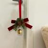 Christmas Tree Green Plant Hanger Christmas Bell Pendant Velvet Bow Hanging