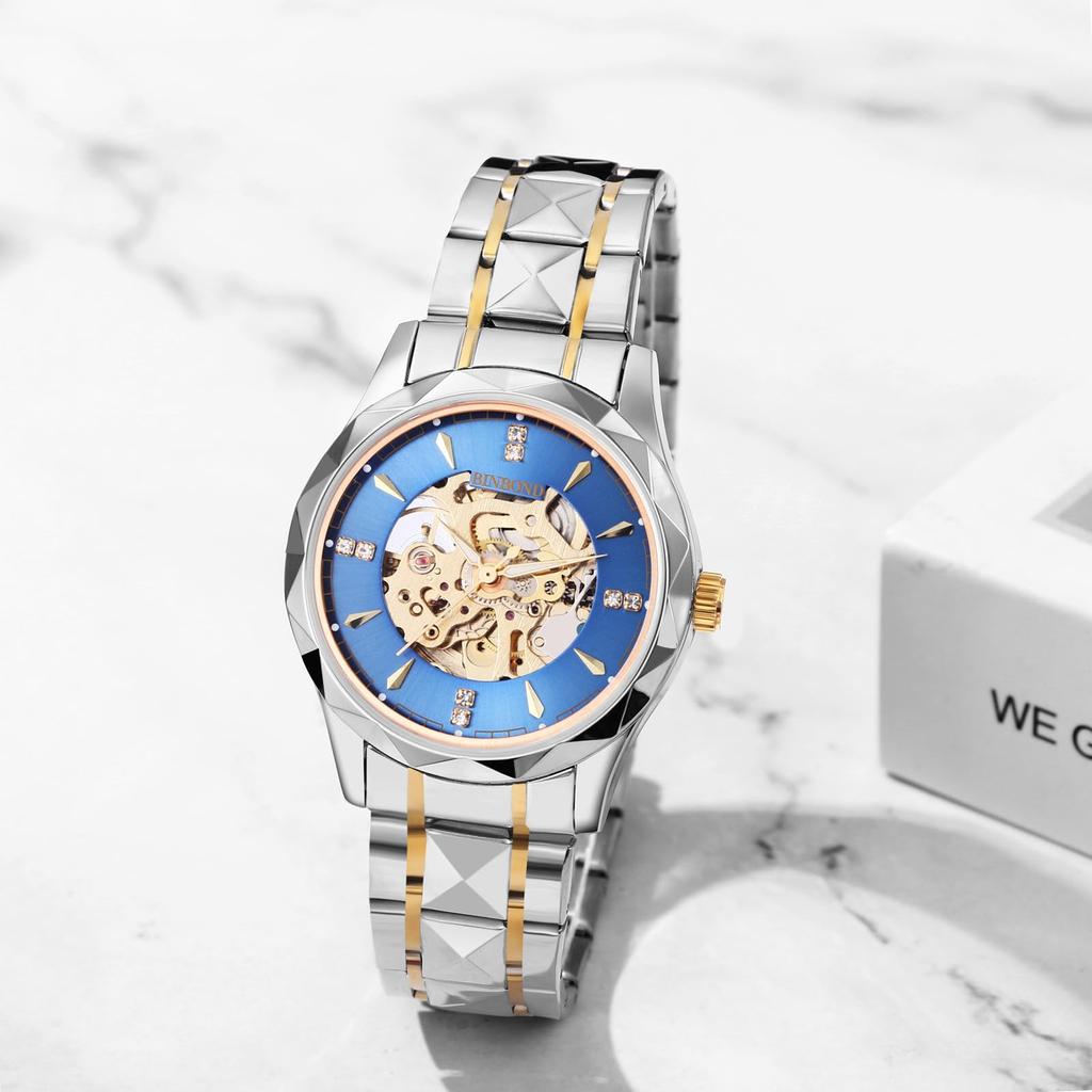 Automatic Skeleton 3ATM Waterproof Luminous Analog Stainless Steel Simple Stylish Casual Business Fashion Accessories Birthday Anniversary Christmas