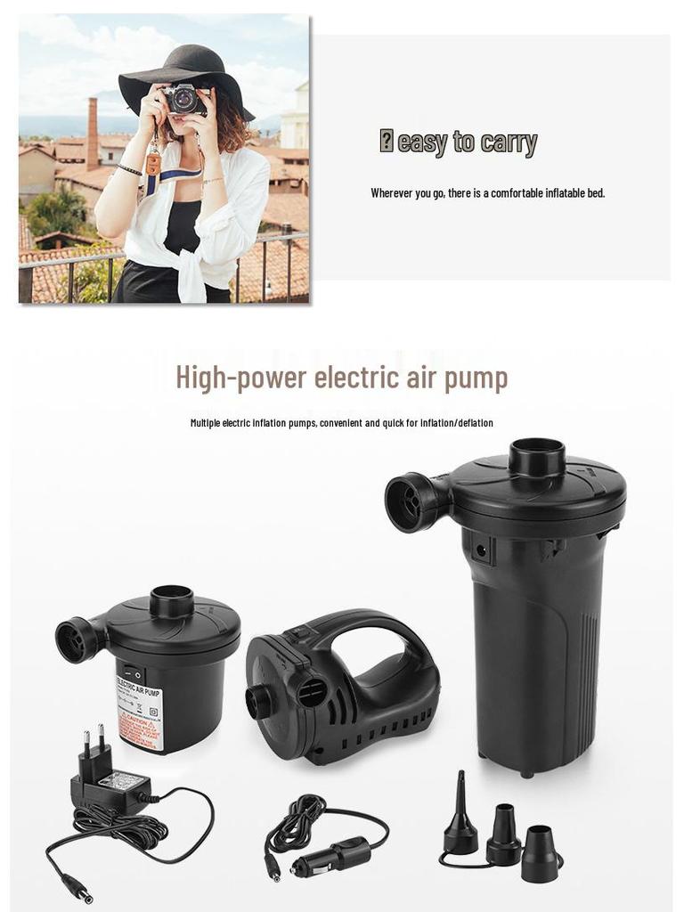 Надувной двуспальный матрас с электрическим воздушным насосом - Портативный для дома и улицы