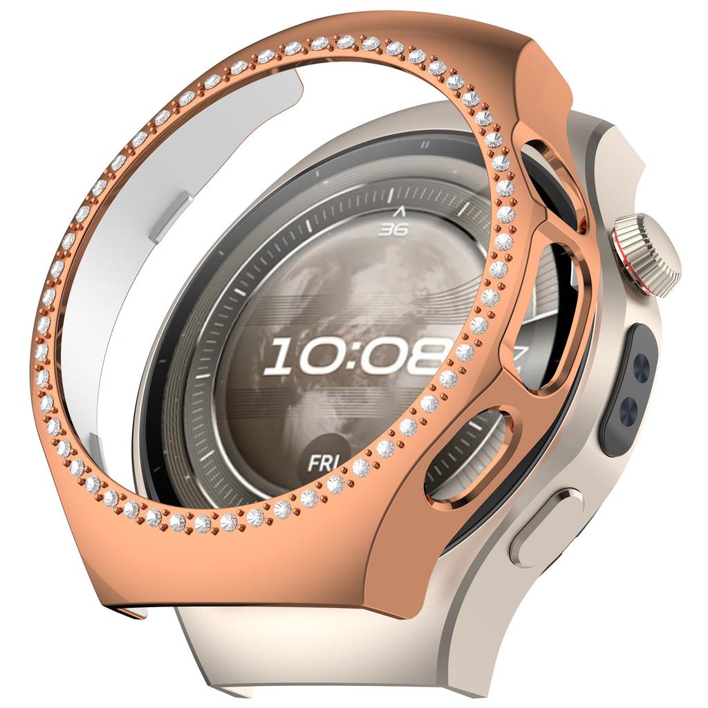 For Huawei Watch 5 46mm Watch Case Rhinestone Decor Hollow Electroplating PC Watch Cover