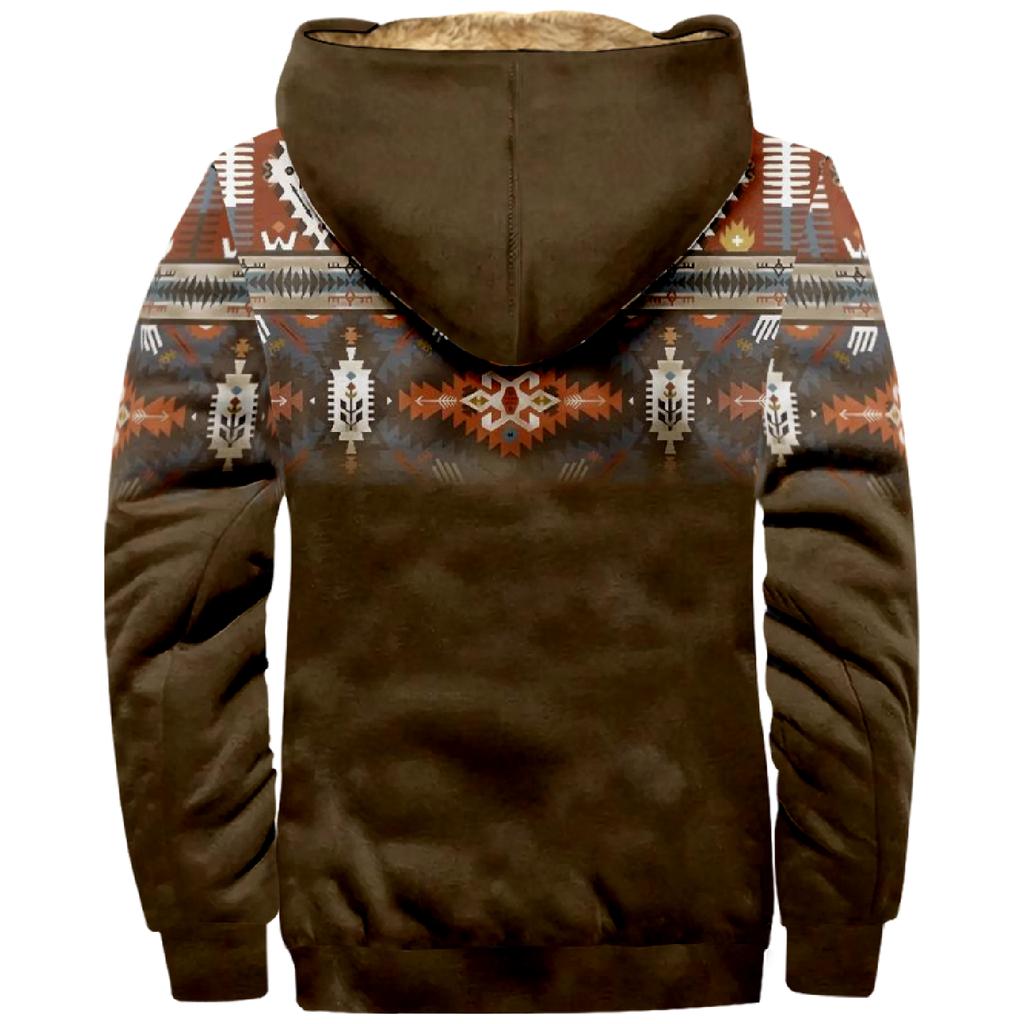 Men'S Winter Zipper Hooded Fleece Sweatshirt With Patch Pocket Casual Jacket