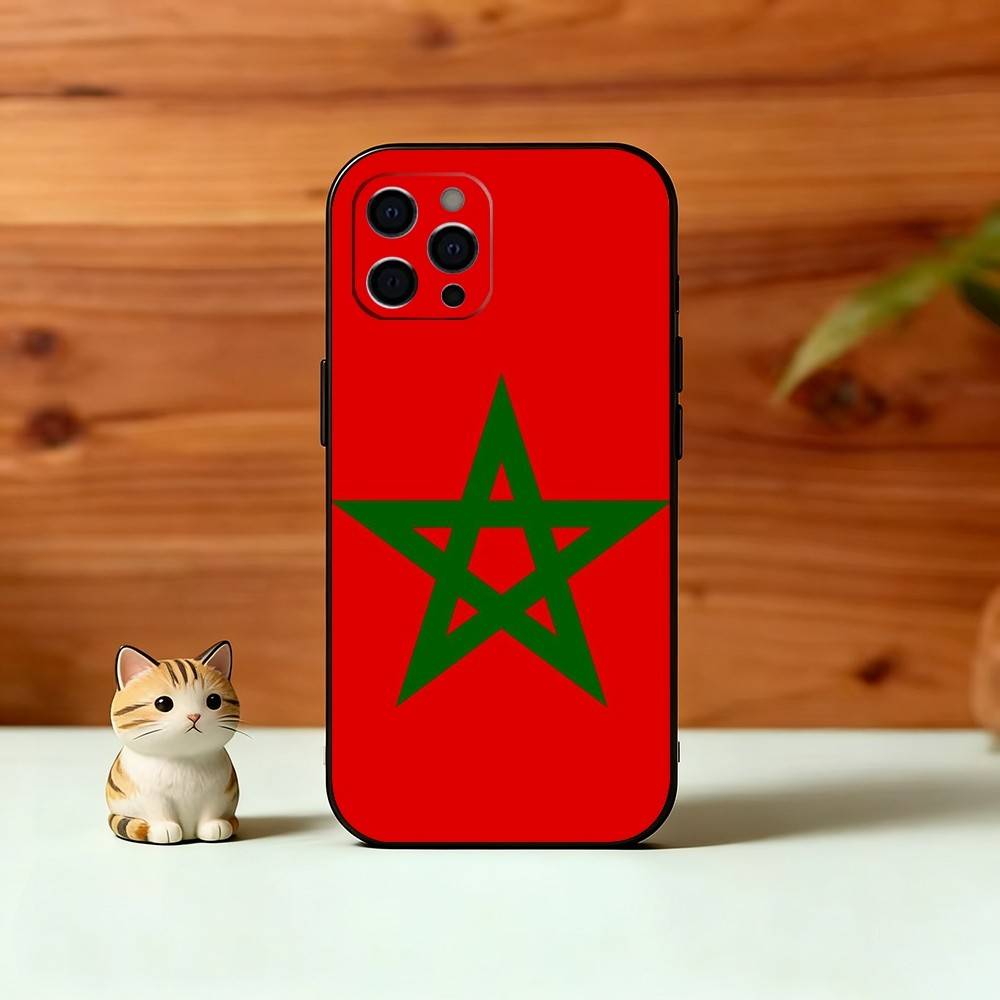 M-Morocco F-Flag Phone Case For iPhone 17,16,15,14,13,12,11 Plus,Pro Max,XS,Soft Silicone Black Cover