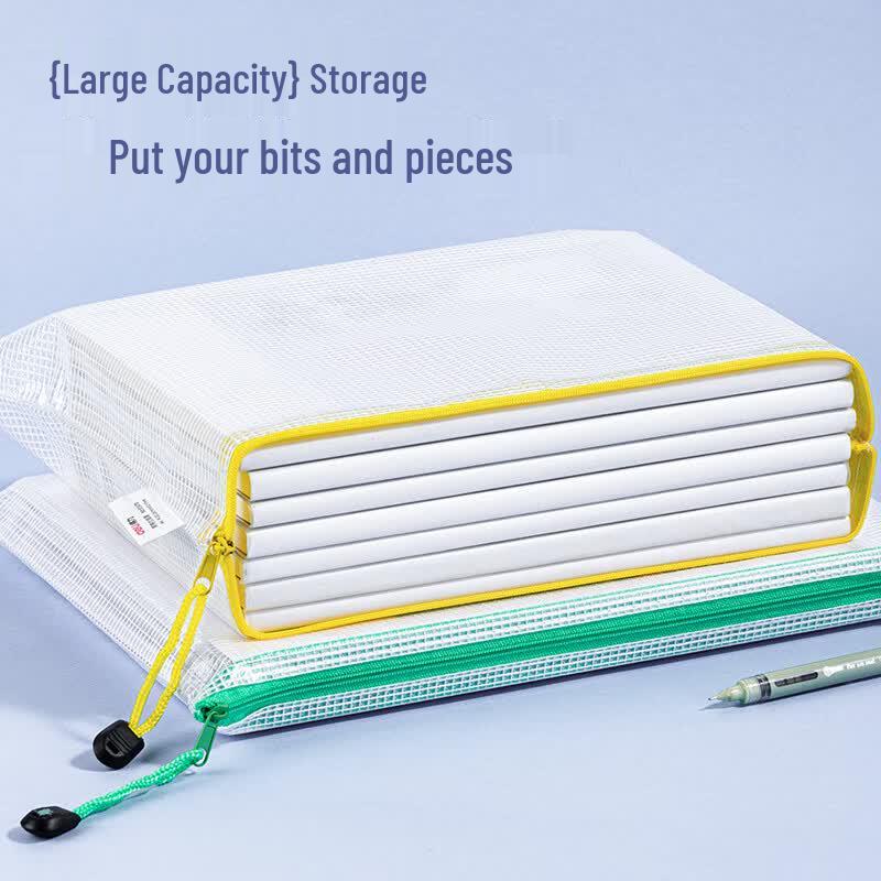 Deli 63479 A4 Transparent Mesh Zipper Bag