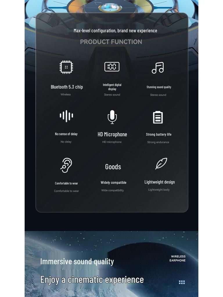 Беспроводные Bluetooth-наушники-гарнитура 2025 года с ультрадолгим временем работы от аккумулятора для бега (Совместимо с Huawei и Apple)