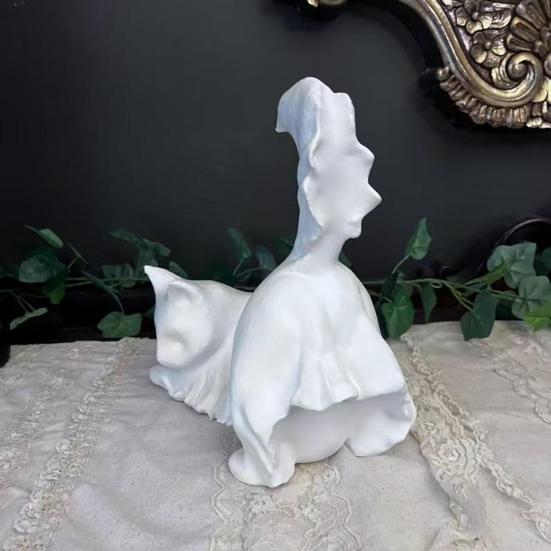 Хэллоуин Статуэтка кота-призрака Светящаяся в темноте Черно-белая статуэтка кота-призрака из смолы Украшение Настольное украшение Подарок для любителей кошек