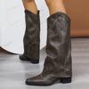 Женские ретро ботфорты с шипами, французский стиль, ковбойские сапоги для верховой езды в западном стиле, высокие осенне-зимние сапоги облегающего кроя