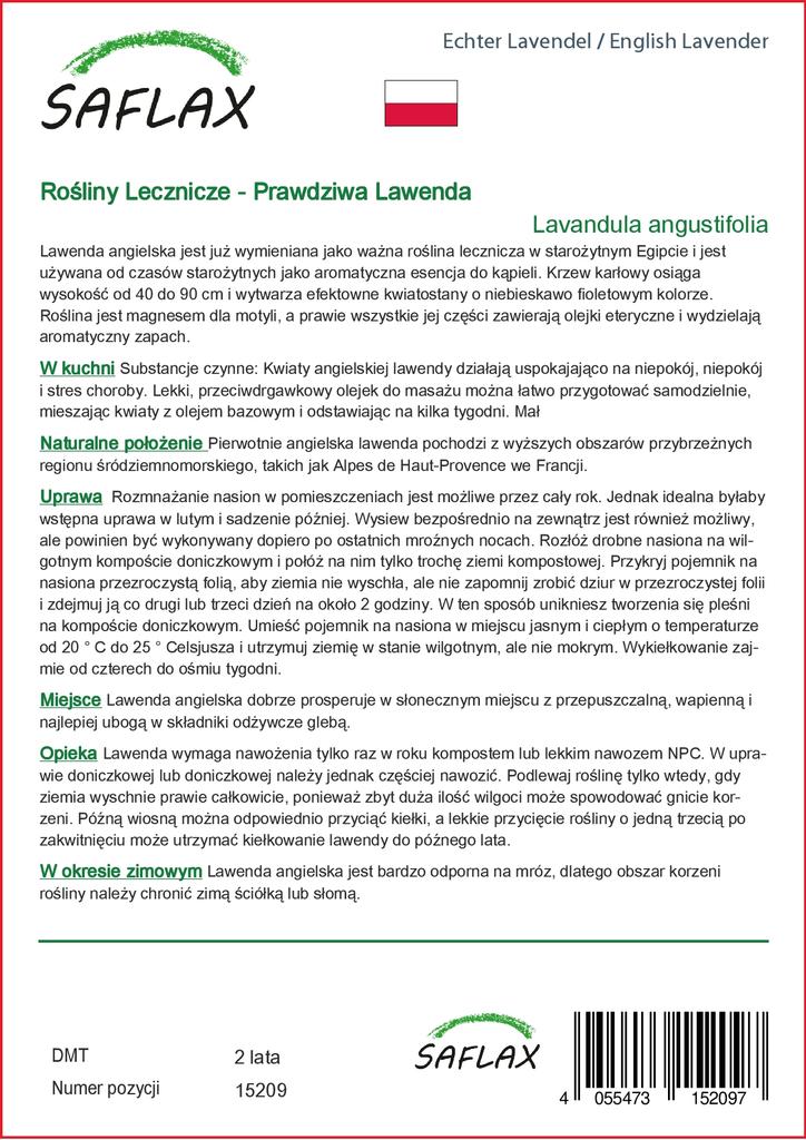 SAFLAX Garden in the Bag - Английская лаванда - 150 семян - С субстратом в подходящем мешке - Lavandula angustifolia